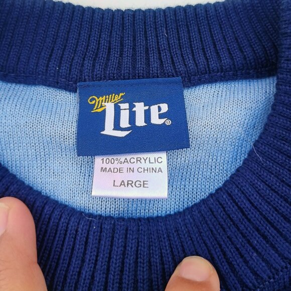 'Tis Miller Time Men's Large Ugly Sweater Miller Lite Beer Christmas Sweater - Picture 2 of 6